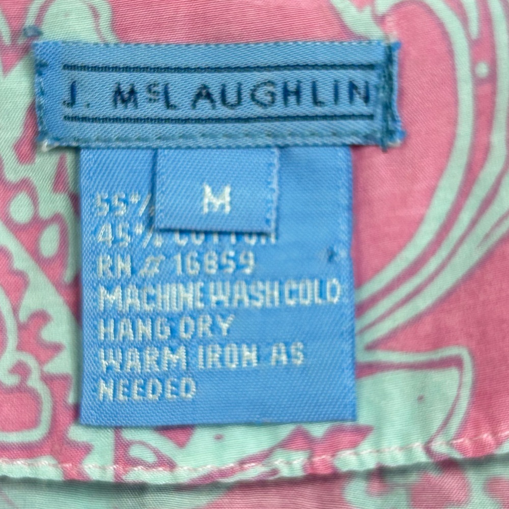 J. Mclaughlin Silk Blend Top M Pop Over Bell Sleeves Embroidered Coastal - Picture 9 of 10